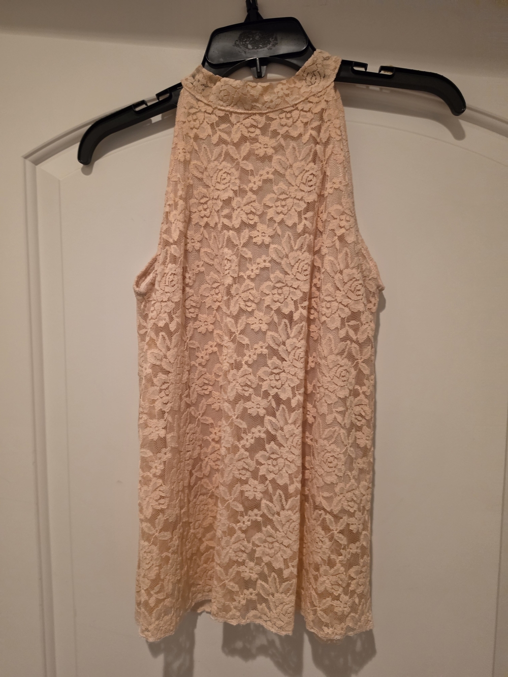 Lace Halter Chemise Slip in Light Peach